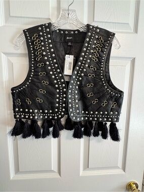 Nasty Gal Black Studded Tassel Vest